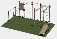 Турники разноуровневые, шведская стенка, брусья параллельные, скамья для пресса и вертикальный пресс