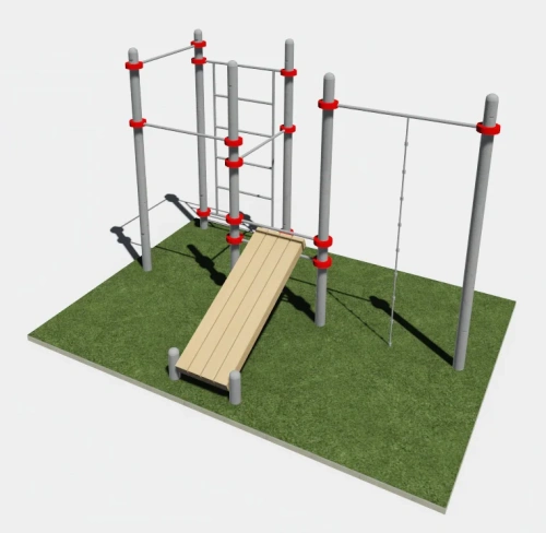 Скамья, шведская стенка  и 4 турника