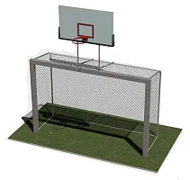 Ворота для мини-футбола разборные с сеткой и баскетбольным щитом
