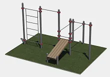 Два турника разноуровневые, брусья, шведская стенка и скамья для пресса