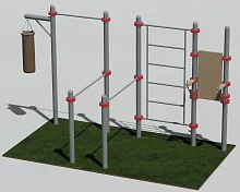 Турник классический с кронштейном, параллельные брусья, шведская стенка и вертикальный пресс